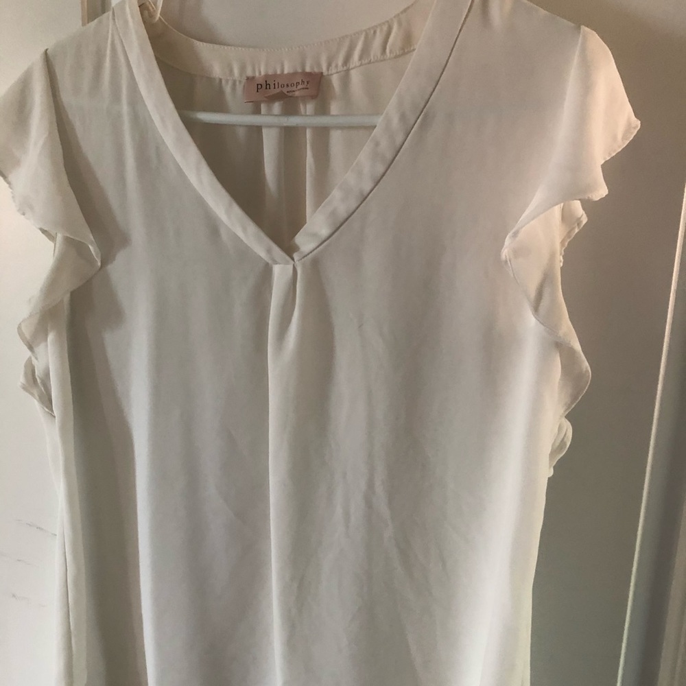 Philosophy white ruffle sleeve top